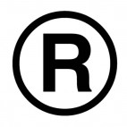 Federal registration trademark 0.5 inches symbol sign, decals stickers