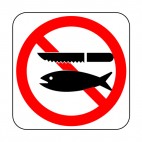 Fish disemboweling prohibited sign, decals stickers
